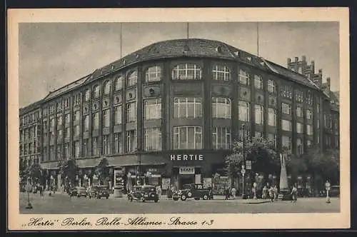 AK Berlin-Kreuzberg, Blick auf Hertie, Belle Alliance-Strasse 1-3