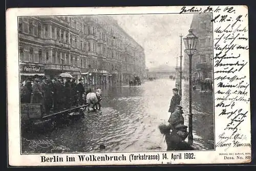 AK Berlin-Kreuzberg, Hochwasser in der Yorkstrasse