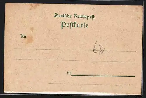 Lithographie Berlin, Unter den Linden mit Skulptur, Reichstagsgebäude