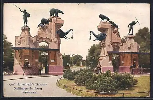 AK Hamburg-Stellingen, Carl Hagenbeck`s Tierpark, Haupteingang