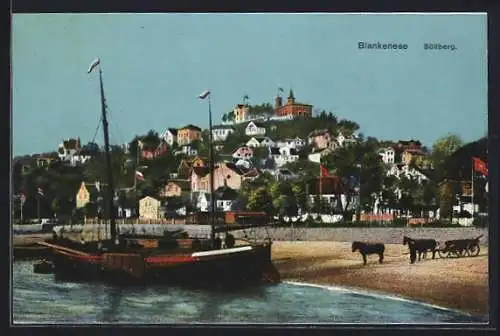 AK Hamburg-Blankenese, Etablissement Süllberg mit Segelschiff