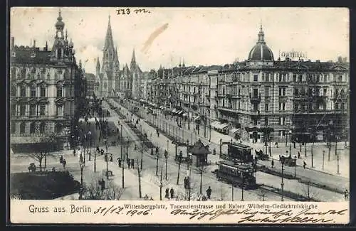 AK Berlin, Wittenbergplatz und Tauentzienstrasse aus der Vogelschau, Strassenbahn