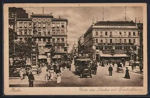 AK Berlin, Victoria Café, Unter den Linden mit Friedrichstrasse