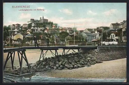 AK Hamburg-Blankenese, Landungsbrücke mit Süllberg