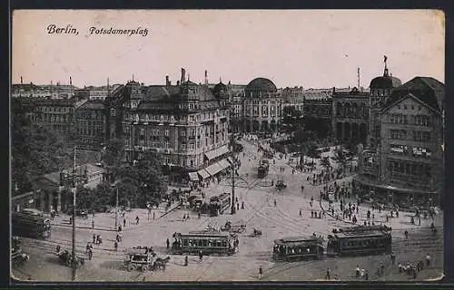 AK Berlin-Tiergarten, Potsdamerplatz mit Strassenbahn