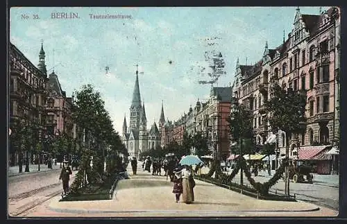 AK Berlin-Charlottenburg, Tauentzienstrasse mit Kirche