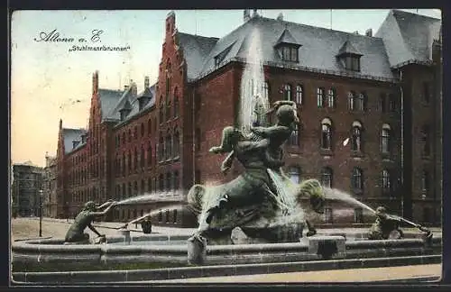 AK Hamburg-Altona, Stuhlmann-Brunnen mit Wasserspiel