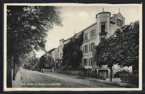 AK Bad Soden a. Taunus, Lindenallee mit Haus Stolzenfels