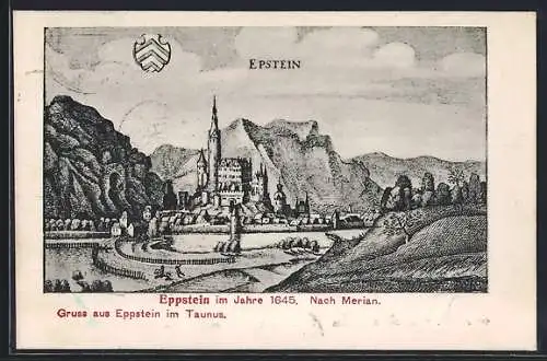 AK Eppstein / Taunus, im Jahre 1645 nach Merian