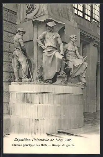 AK Liege, Exposition Universelle 1905, l'Entree principale des Halls, Groupe de gauche