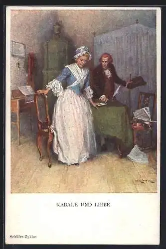 Künstler-AK M. Munk Nr. 1113: Kabale und Liebe, Friedrich Schiller, Liebespaar