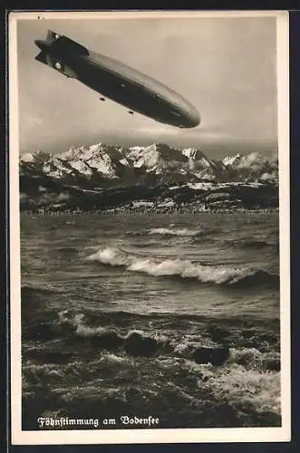 AK Zeppelin D-LZ129 bei Föhnstimmung über dem Bodensee