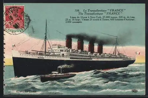 AK Le Transatlantique France, Passagierschiff