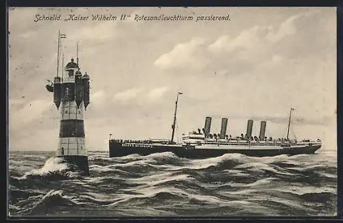 AK Passagierschiff Kaiser Wilhelm II. den Rotesandleuchtturm passierend