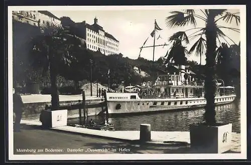 AK Meersburg, Dampfer Oesterreich im Hafen am Bodensee