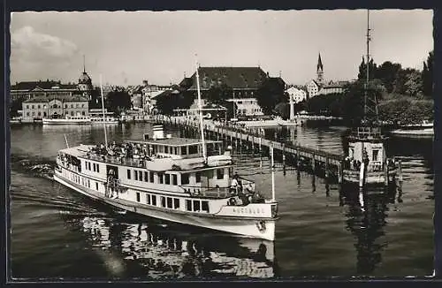 AK Konstanz am Bodensee, Hafen mit Dampfer Augsburg und Konzil