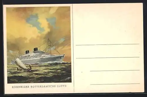 AK Passagierschiff des Koninklijke Rotterdamsche Lloyd auf hoher See