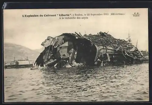 AK L`Explosion du Cuirasse Liberte a Toulon 1914