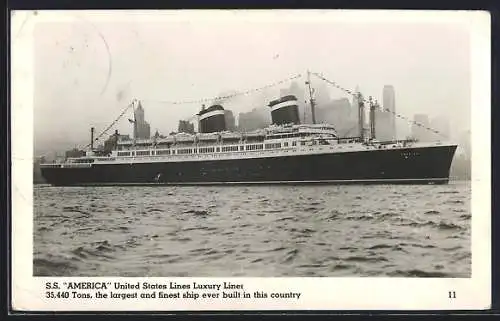 AK Passagierschiff America, United States Lines Luxury Liner