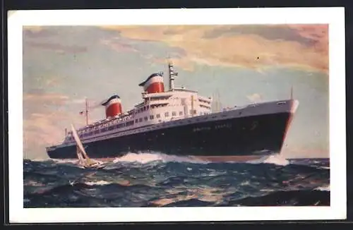 AK S.S. United States in voller Fahrt auf dem Meer