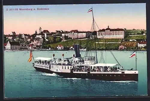 AK Salondampfer Stadt Konstanz vor Meersburg auf dem Bodensee