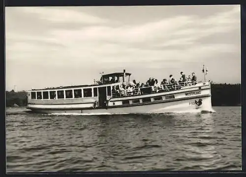 AK Fahrgastschiff MS Westerland pflügt durch den See, Weisse Flotte Berlin