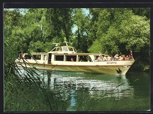 AK MS Rhyspitz auf dem Fluss, Schifffahrtsbetrieb Rorschach-Rheineck