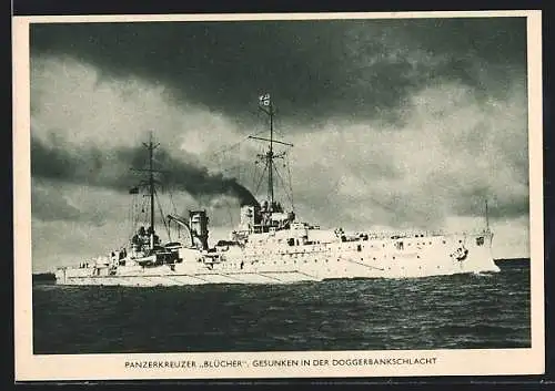 AK Kriegsmarine, Kriegsschiff Panzerkreuzer Blücher, gesunken in der Doggerbankschlacht