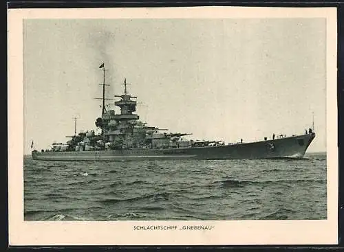 AK Schlachtschiff Gneisenau auf See, Kriegsmarine