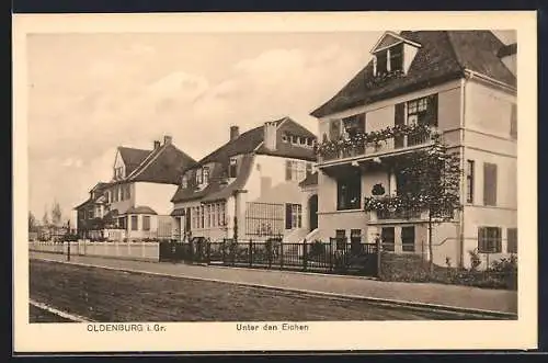 AK Oldenburg i. Gr., Strasse Unter den Eichen mit Villen