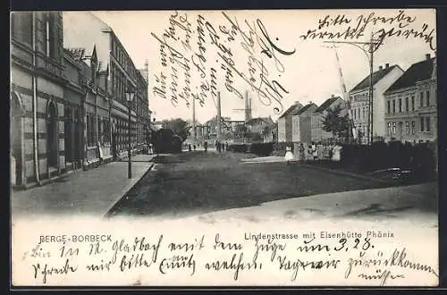 AK Berge-Borbeck, Lindenstrasse mit Eisenhütte Phönix