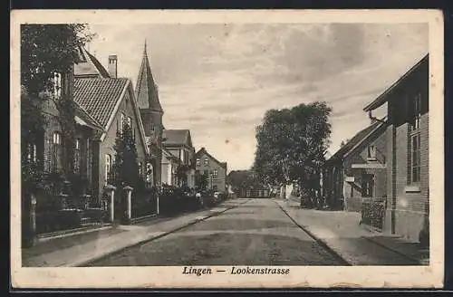 AK Lingen a. Ems, Blick in die Lookenstrasse