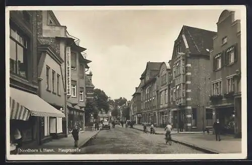 AK Nordhorn i. Hann., Hauptstrasse mit Niehus-Konfektionsgeschäft