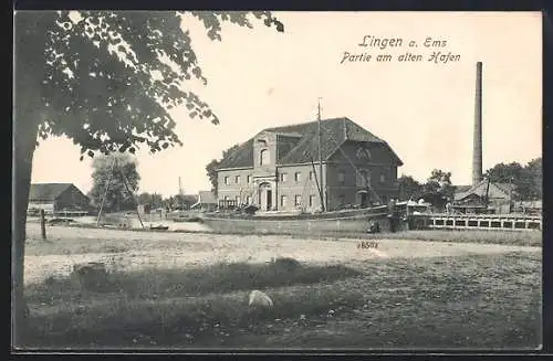 AK Lingen a. Ems, Partie am alten Hafen