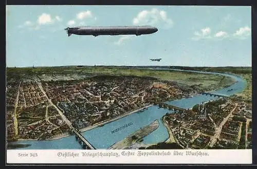 AK Warschau, Erster Zeppelinbesuch über Warschau, 29. September 1914