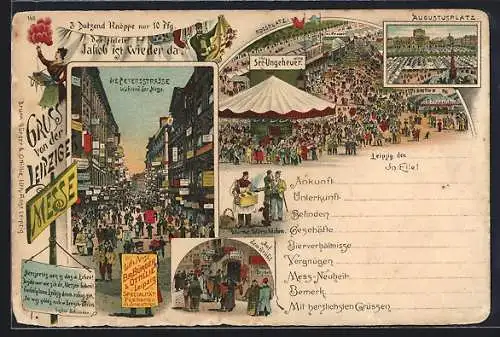 Lithographie Leipzig, Messe, AK-Reklame Lith. Anst. Br. Bürger & Ottilie, Juden auf dem Brühl