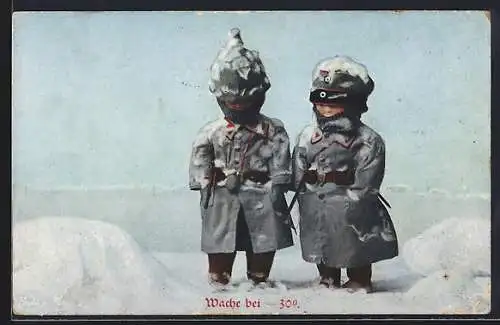 AK Wache bei -30°C, Käthe Kruse-Puppen als Soldaten in Uniform