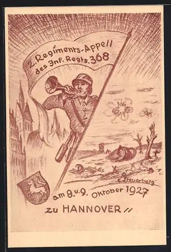 Künstler-AK Hannover, 2. Regiments-Appell des Inf.-Regts. 368, 1927