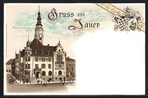 Lithographie Jauer, Partie am Rathaus
