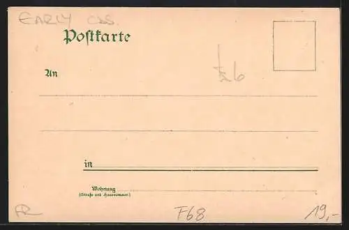 Lithographie Hüningen i. E., Schulhaus, Nordfront des Kaiser Wilhelm Platzes