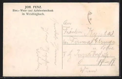 AK Weidlingbach, Joh. Fenz`s Gasthaus