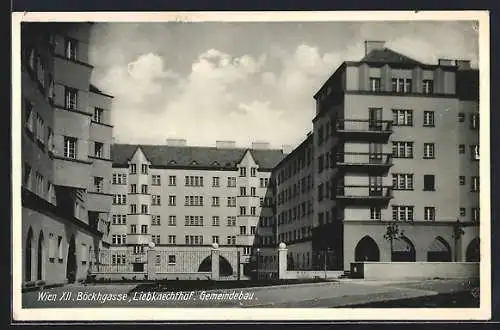 AK Wien, Böckgasse, Liebknechthof, Gemeindebau