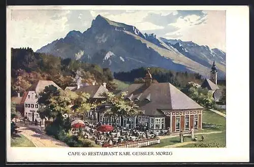 Künstler-AK Franz Kulstrunk: Morzg, Café Restaurant Karl Geissler