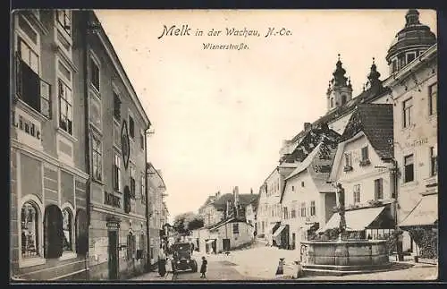 AK Melk in der Wachau, Café und Rathaus in der Wienerstrasse