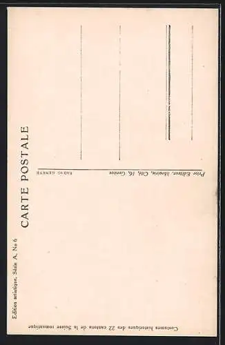 AK Neuchatel, Costumes Suisses 1830, schweizer Trachten und Wappen