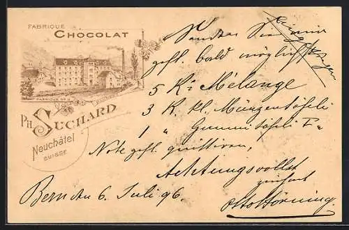 AK Neuchatel, Fabrique Chocolat Suchard-Fabrique Nr. 6 Bludenz