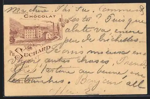 AK Grand Prix Paris 1900, Neuchatel-Fabrique de Chocolat Suchard-Fabrique Nr. 6 Bludenz