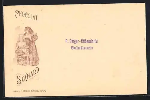 AK Grand Prix Paris 1900, Chocolat Suchard-Mädchen mit Kakao