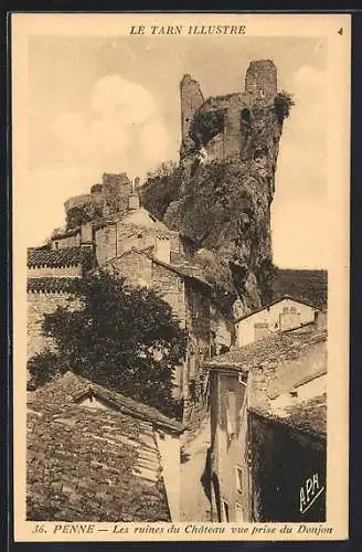 AK Penne, Les ruines du Chateau vue prise du Donjon