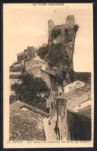 AK Penne, les ruines du château, vue prise du donjon